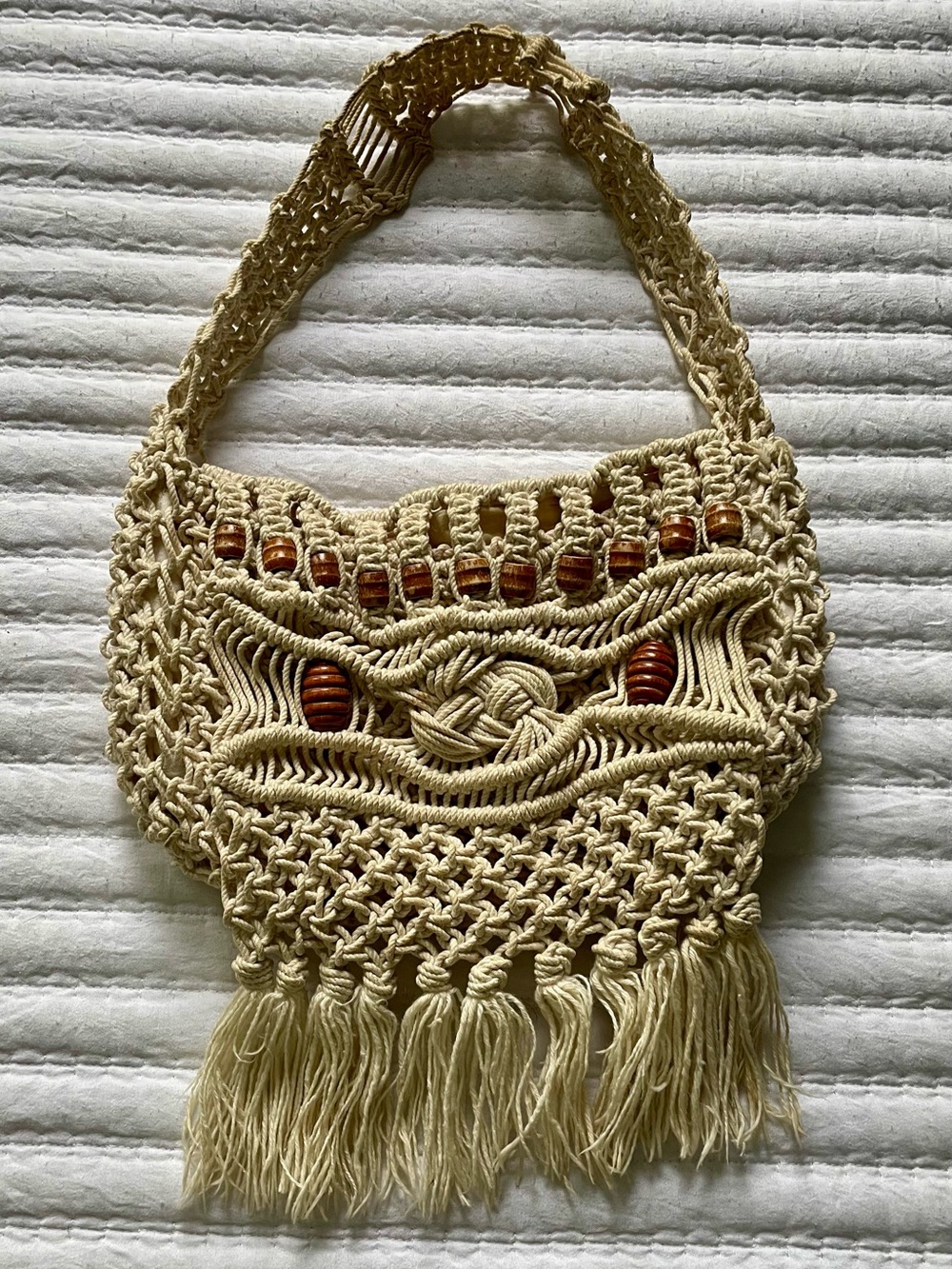 Vintage Handmade Macramé Fringe Bag - Picture 1 of 11